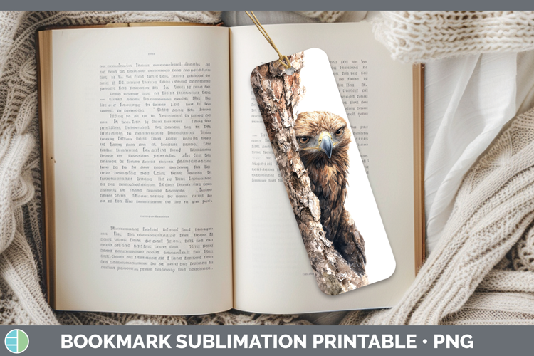 Golden Eagle Tree Peek Bookmark Sublimation Design