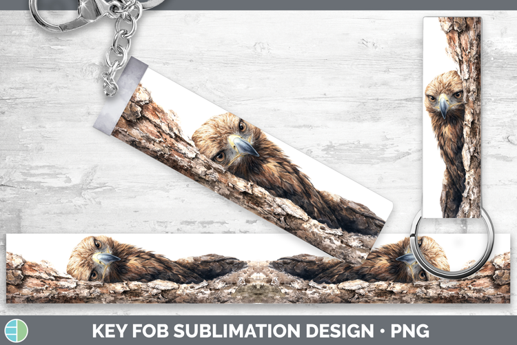Golden Eagle Tree Peek Key Fob Sublimation Design