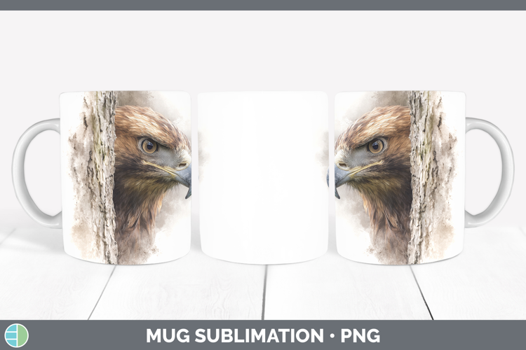 Golden Eagle Tree Peek Mug Wrap Sublimation Design