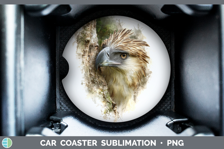 Philippine Eagle Tree Peek Car Coaster Sublimation Design
