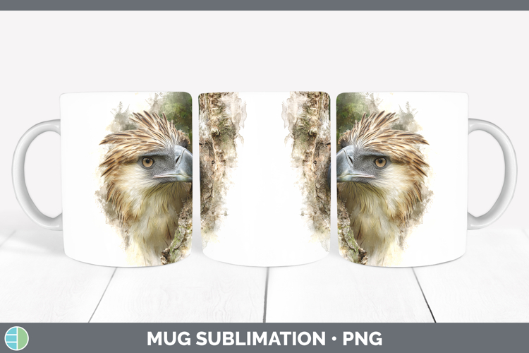 Philippine Eagle Tree Peek Mug Wrap Sublimation Design