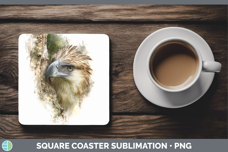 Philippine Eagle Tree Peek Square Coaster Sublimation Design