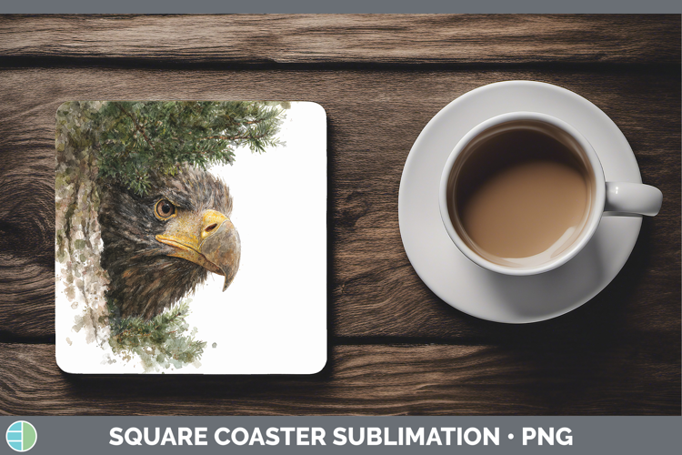 Stellers Sea Eagle Tree Peek Square Coaster Sublimation Desi