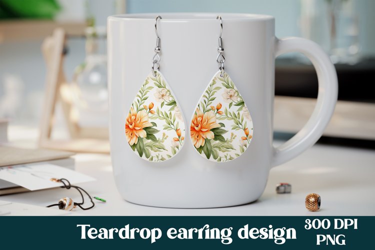 Flower teardrop earring PNG design | Earring flower