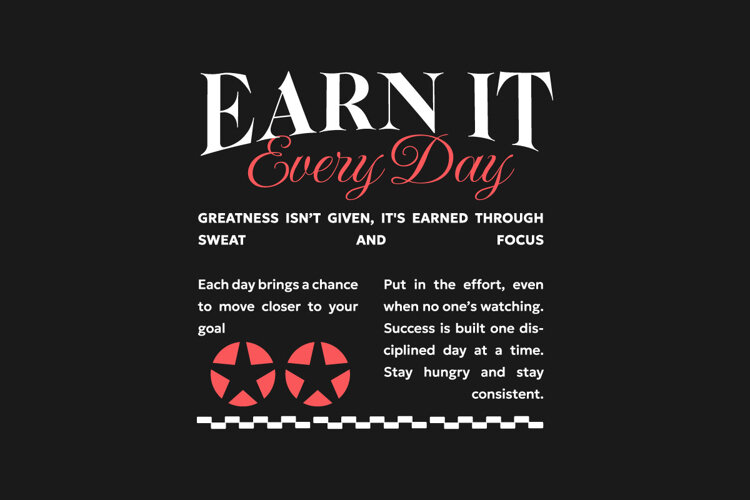 Earn It Every Day Urban Typography T-shirt Design example image 1