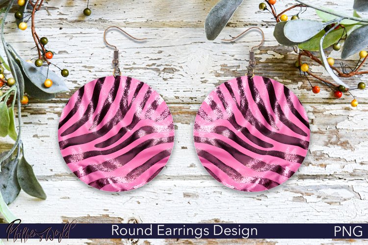 Sparkling Pink Round Earrings | Abstract Sublimation Design