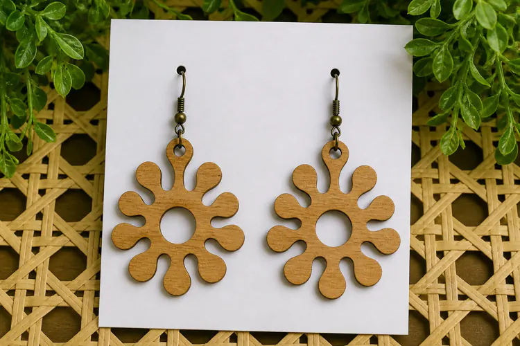 Retro Flower Earring SVG Laser Cut File, Sunburst SVG