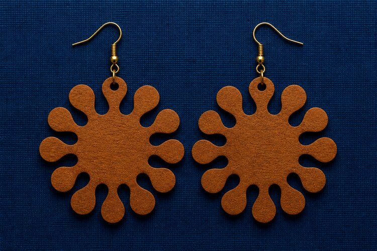 Retro Sunburst Earring SVG Laser Cut File, Daisy Flower SVG example image 1