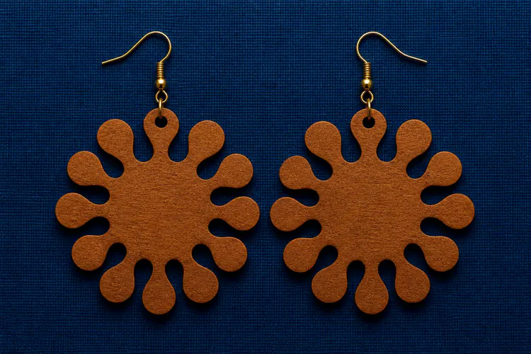 Retro Sunburst Earring SVG Laser Cut File, Daisy Flower SVG
