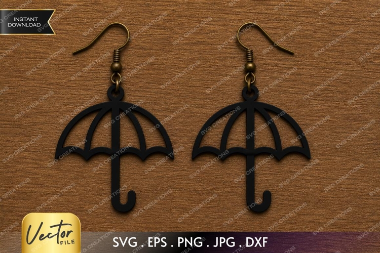 Umbrella Earrings SVG | Simple Rain Umbrella Laser Cut File example image 1
