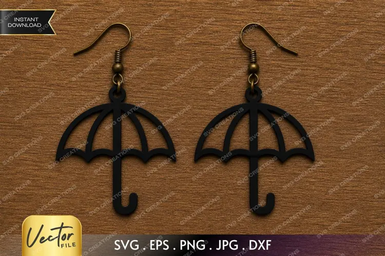 Umbrella Earring SVG Laser Cut File, Cute Raindrop SVG
