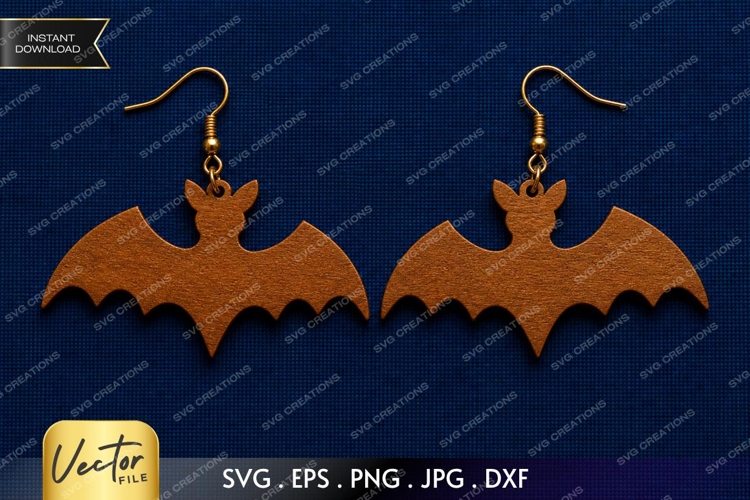 Bat Earrings SVG | Halloween Bat Laser Cut File example image 1