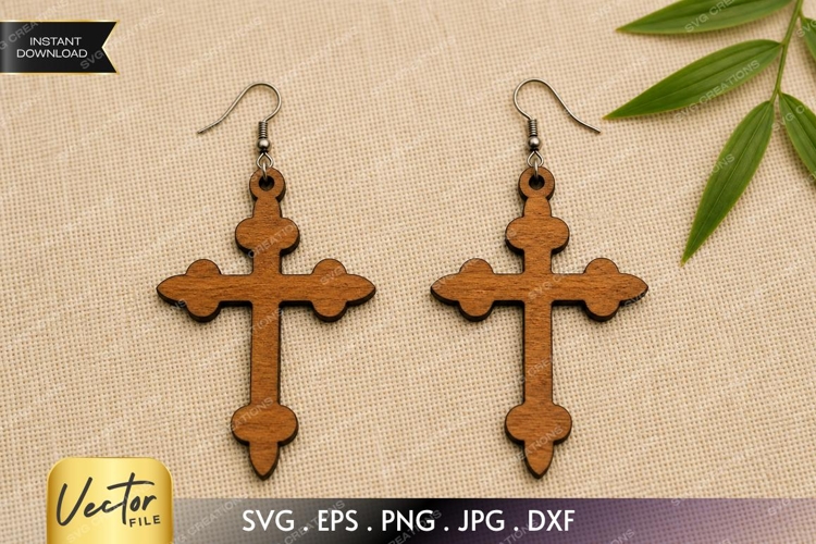 Ankh Earrings SVG | Egyptian Cross Laser Cut Earring example image 1