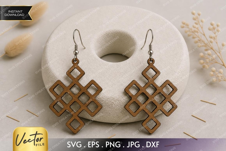 Geometric Cross Earrings SVG| Laser Cut Earring example image 1