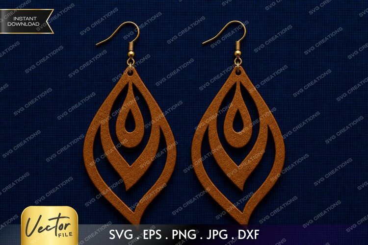 Multi Layer Teardrop Earring SVG Laser Cut File, Nested example image 1