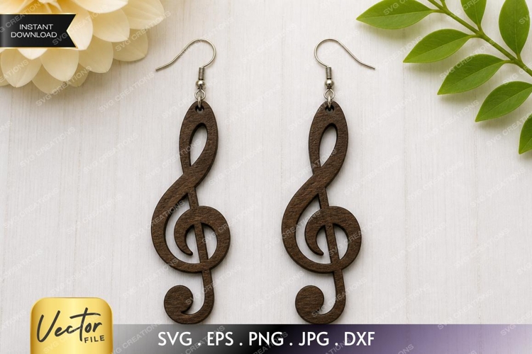 Music Note Earrings SVG| Laser Cut Earring example image 1