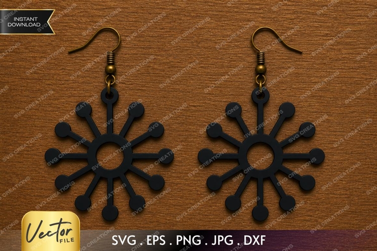 Sunburst Earrings SVG| Laser Cut Earring example image 1