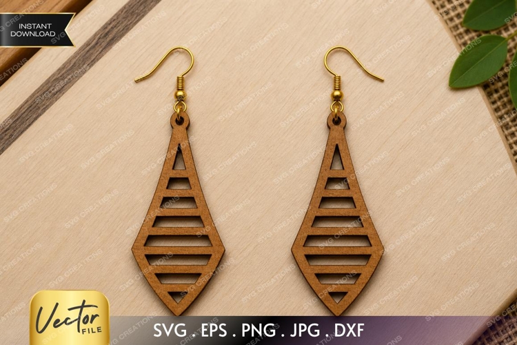 Diamond Shape Earrings SVG| Laser Cut Earring example image 1