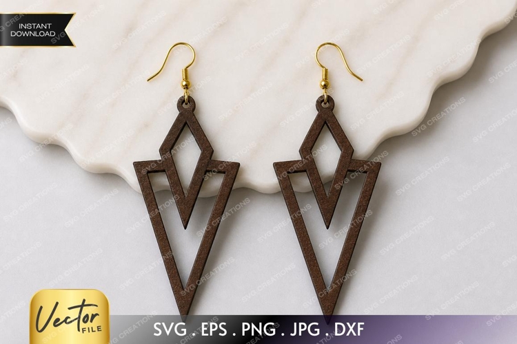 Double Diamond Earrings SVG| Laser Cut Earring example image 1