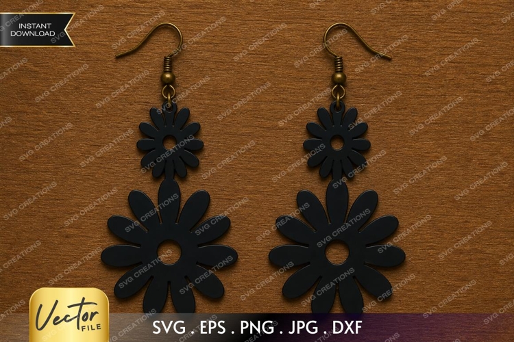 Daisy Earrings SVG| Laser Cut Earring example image 1