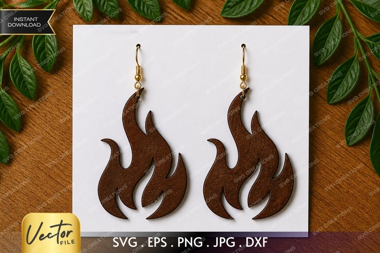 Abstract Flame Earrings SVG| Laser Cut Earring example image 1