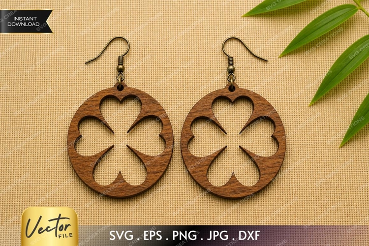 Heart Flower Earrings SVG| Laser Cut Earring example image 1