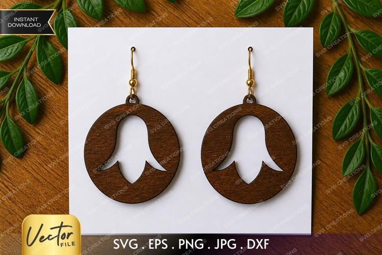 Tulip Cutout Earrings SVG| Laser Cut Earring example image 1