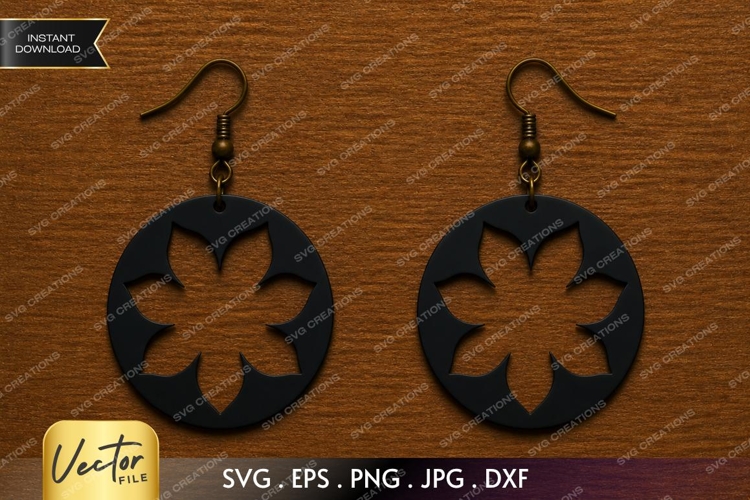 Petal Circle Earrings SVG| Laser Cut Earring example image 1