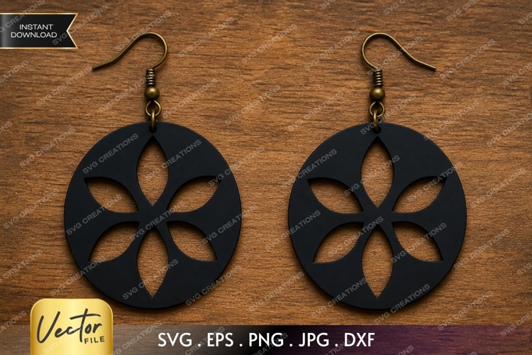 Floral Petal Earrings SVG| Laser Cut Earring example image 1