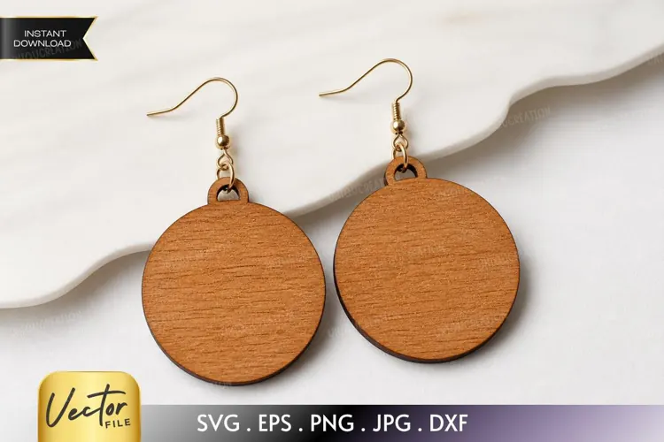 Round Wooden Circle Drop Earring Cut File