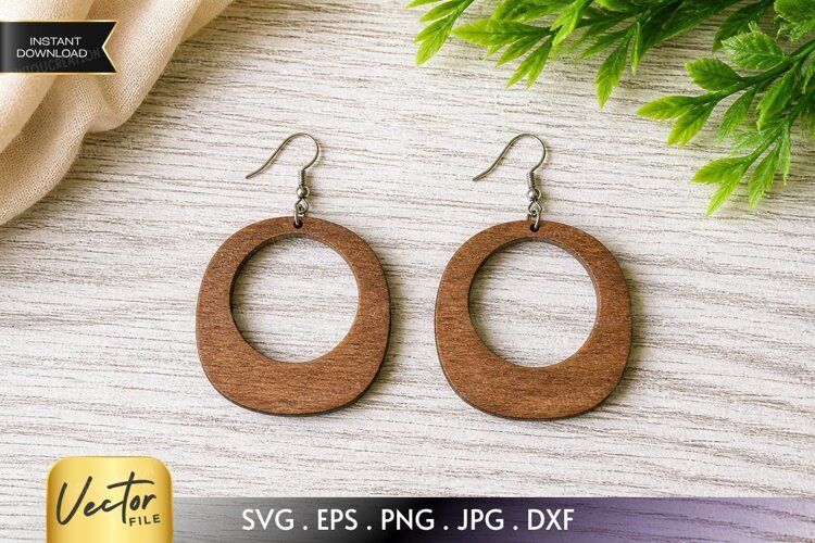 Hollow Ring Circle Drop Earring Cut File example image 1