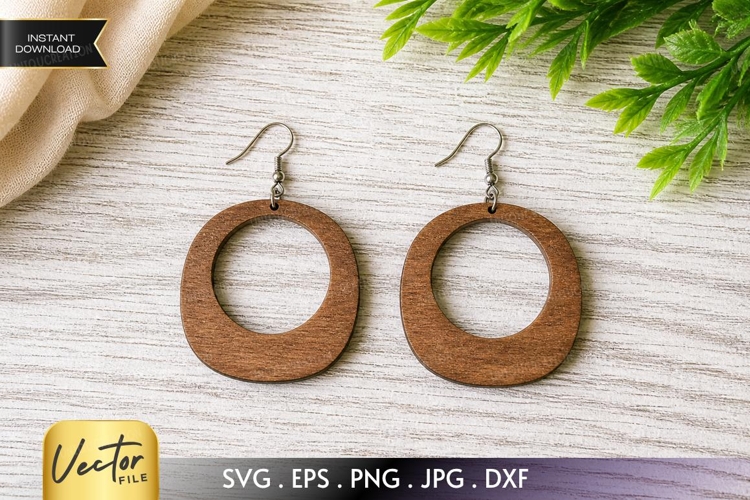 Hollow Circle Earrings SVG | Laser Cut Hoop Earring Template