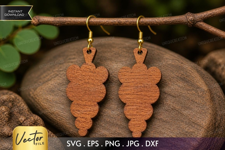 Grape Earrings SVG, Fruit Earring Laser Cut File