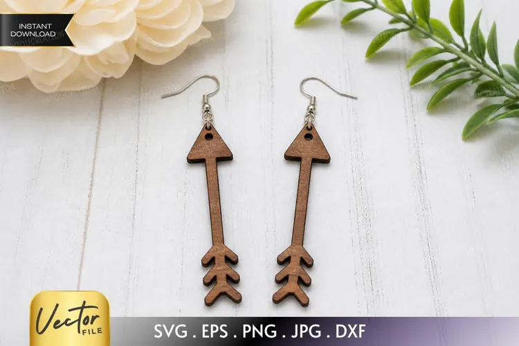 Feathered Arrow Drop Earring Cut File