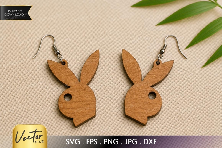 Bunny Earrings SVG | Laser Cut Rabbit Head Earring