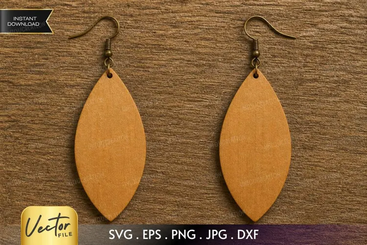 Leaf Earring SVG Laser Cut File, Marquise Teardrop SVG
