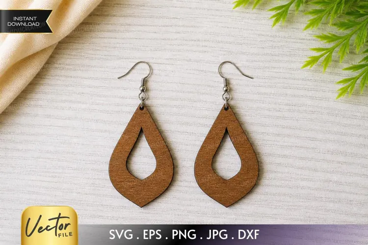 Teardrop Frame Earring SVG Laser Cut File, Boho Point SVG