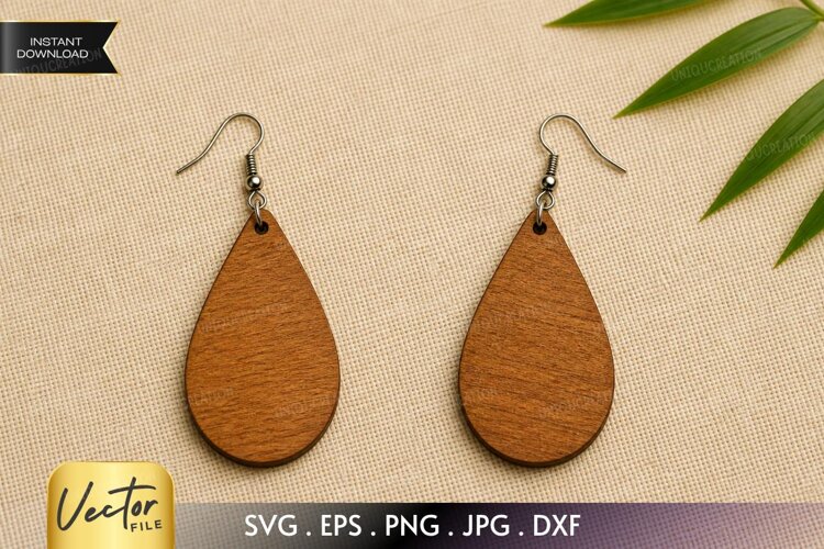 Classic Teardrop Earring SVG Laser Cut File example image 1