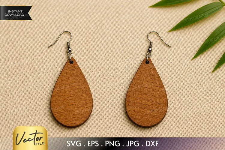 Classic Teardrop Earring SVG Laser Cut File
