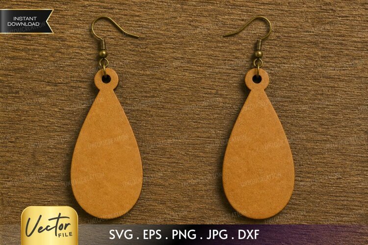 Teardrop Frame Earring SVG Laser Cut File, Boho Point SVG example image 1