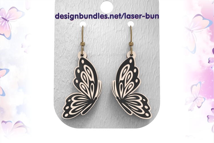 Minimalist Butterfly Earrings SVG | Laser Jewelry Template example image 1