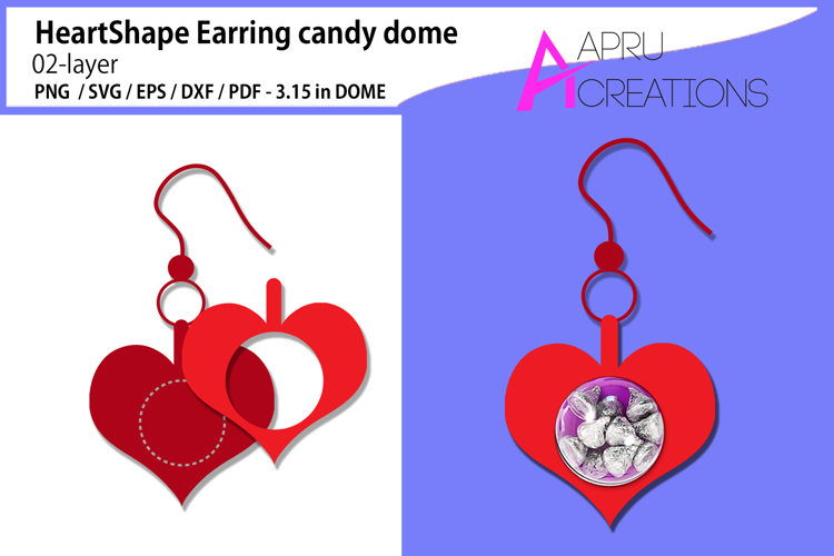 Heart shape Earring candy dome