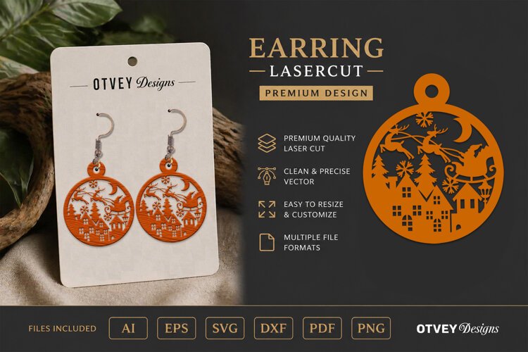Earring Christmas Scene Lasercut example image 1