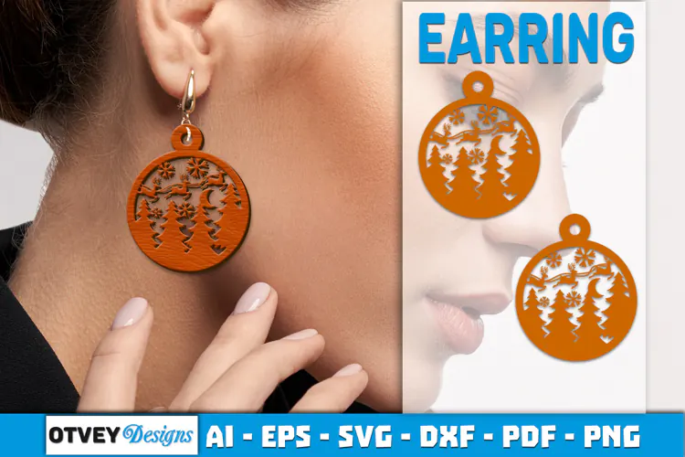 Earring Christmas Scene Lasercut