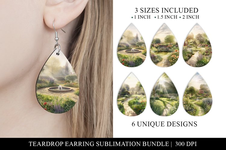 English Gardens in Spring Earring Sublimation Designs