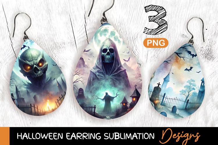 Halloween Earring Sublimation PNG - Teardrop Earring PNG