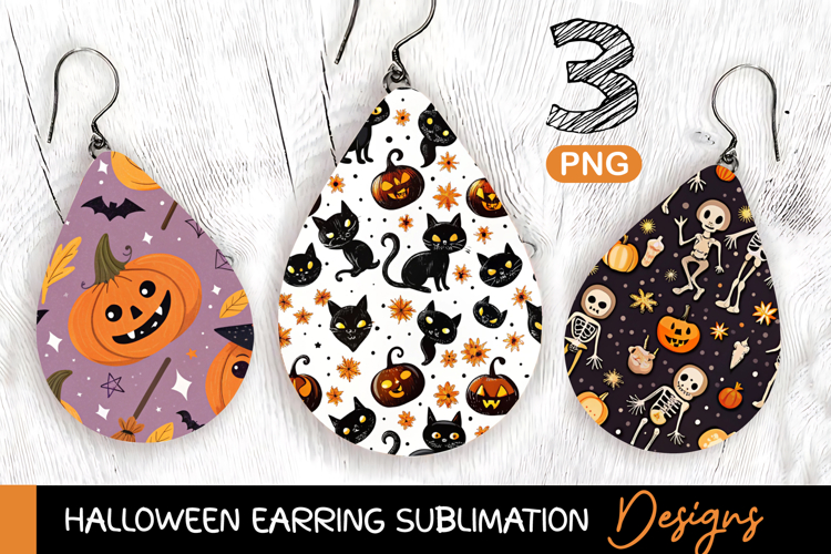 Halloween Skeleton Earring Sublimation - Teardrop Earring