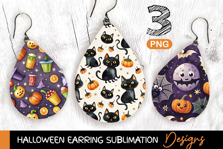 Earring Sublimation, Teardrop Halloween Earring PNG
