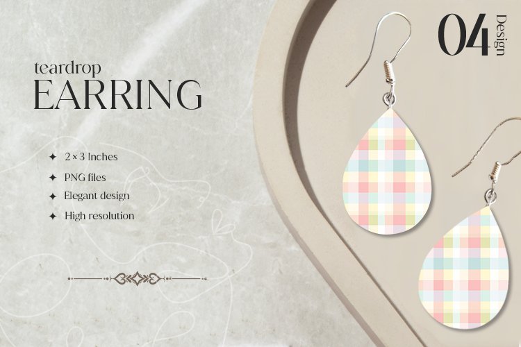 Pastel Pattern Teardrop Earring Sublimation Design