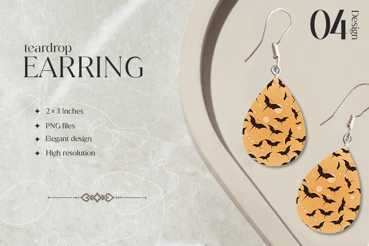 Scary October Teardrop Earring Sublimation Design